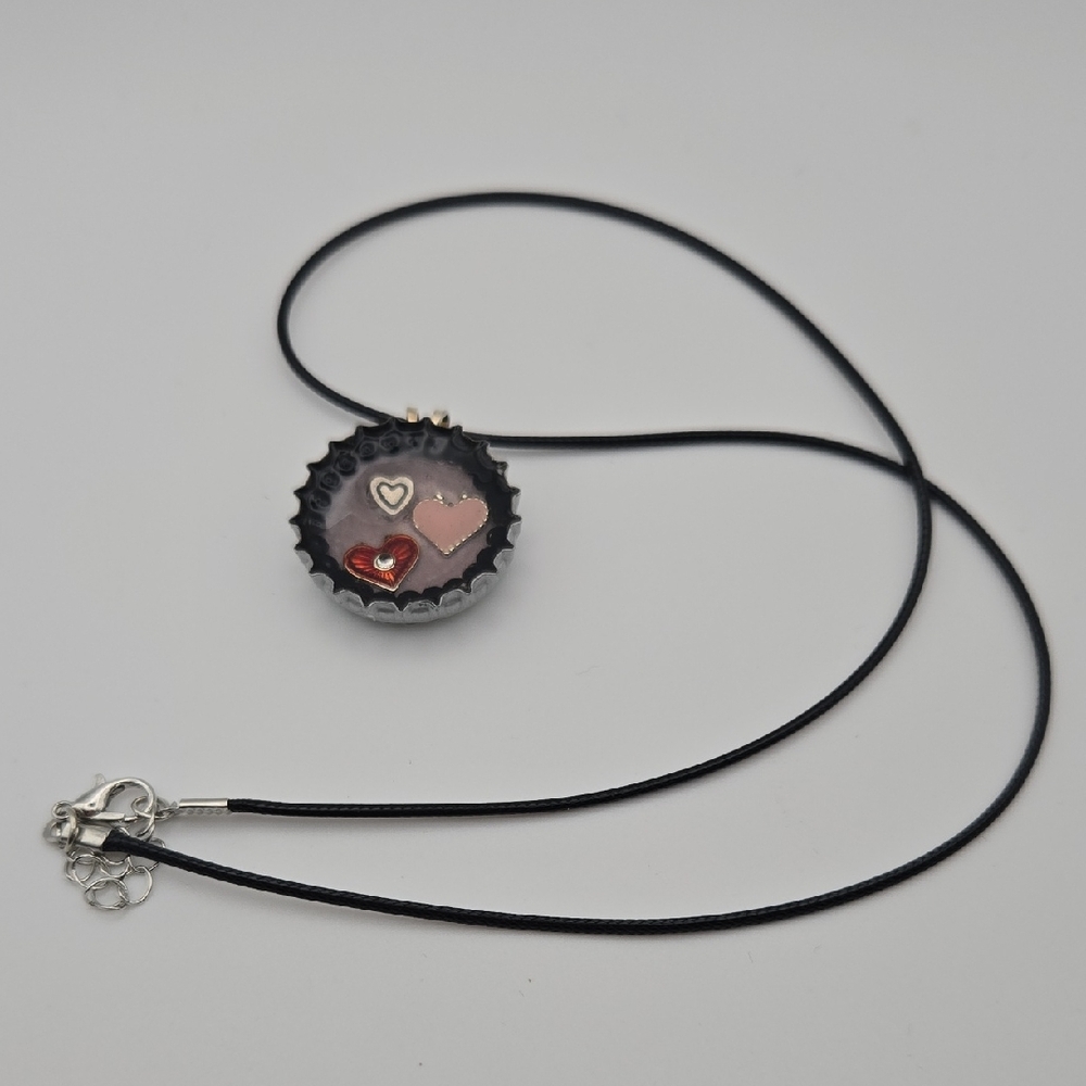 Hearts Handmade Bottlecap Necklace